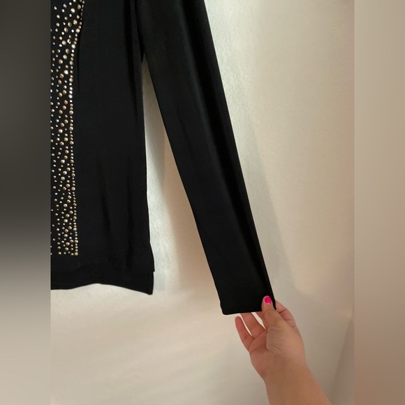 Calvin Klein Black Long Sleeve Embellished Blouse with Crew Neck size L - Picture 4 of 8